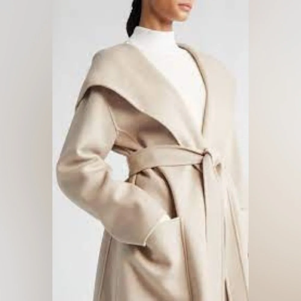 NWT ‘S Max Mara ‘Priscilla’ Sand Midi Wrap 100% Virgin Wool Coat Size: M/L Fall - Picture 1 of 9